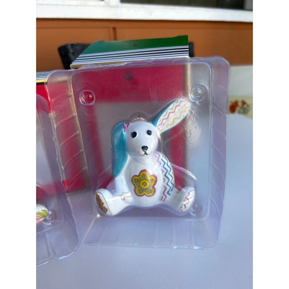 Kit Kemp Spode Ornaments Ceramic Willow Bear Bunny Patchwork Hand Painted Set 2
